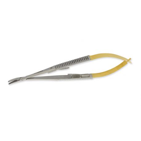 Porte-Aiguille Ligne Gold Castroviejo Courbé - 14cm - Pointe Rêche