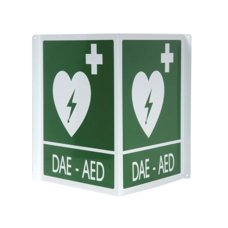 Panneau Double DAE en Aluminium 34x36cm - Pour Défibrillateur