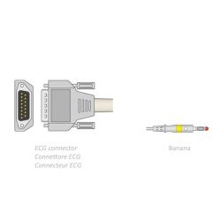Câble Patient ECG 2.2m - Banane - Compatible avec Biocare, Edan, Nihon et Autres