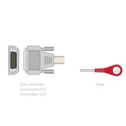 Câble Patient ECG 2.2m - Snap - Compatible avec Biocare, Edan, Nihon et Autres
