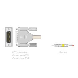 Câble Patient ECG 2.2m - Banane - Compatible avec Camina, Colson, ST et Autres