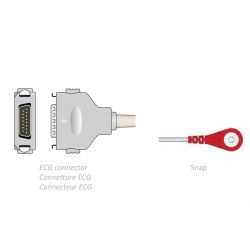 Câble Patient ECG 2.2m - Snap - Compatible avec Fukuda Denshi 