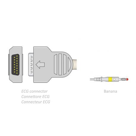 Câble Patient ECG 2.2m - Banane - Compatible avec GE Marquette 