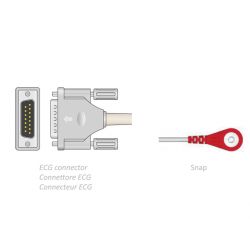 Câble Patient ECG 2.2m - Snap - Compatible avec Esaote, Shiller