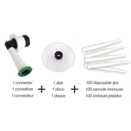 Jeu d'Embouts Jetables (100 embouts, 1 disque, connecteur)