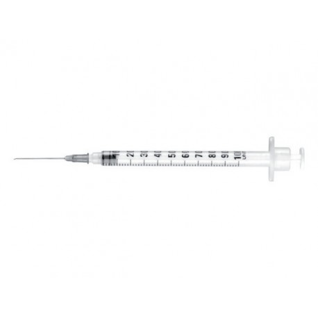 Seringue à Insuline - Aiguille Sertie - 25G - 1 ml - Boite de 100