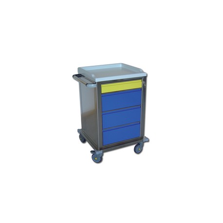 CHARIOT MODULAIRE - en acier inoxydable avec 1 + 3 tiroirs