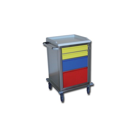 CHARIOT MODULAIRE - en acier inoxydable avec 2 + 1 + 1 tiroirs