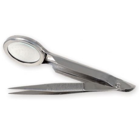 Pince avec verre grossissant 2x - 8 cm